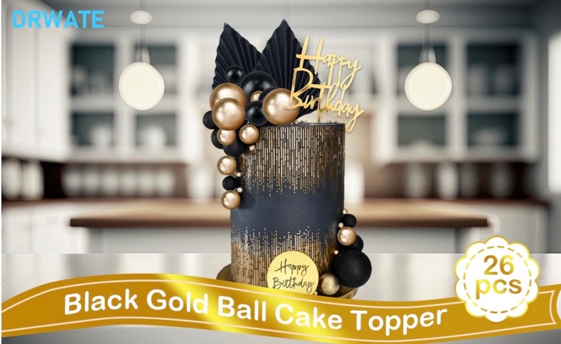25 PCS Birthday Cake Topper Set, Acrylic Happy Birthday Cake Toppers Numbers 0-9 Crown Cake Topper Ball Shaped Cake Insert Toppers Birthday
