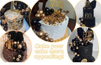 25 PCS Birthday Cake Topper Set, Acrylic Happy Birthday Cake Toppers Numbers 0-9 Crown Cake Topper Ball Shaped Cake Insert Toppers Birthday