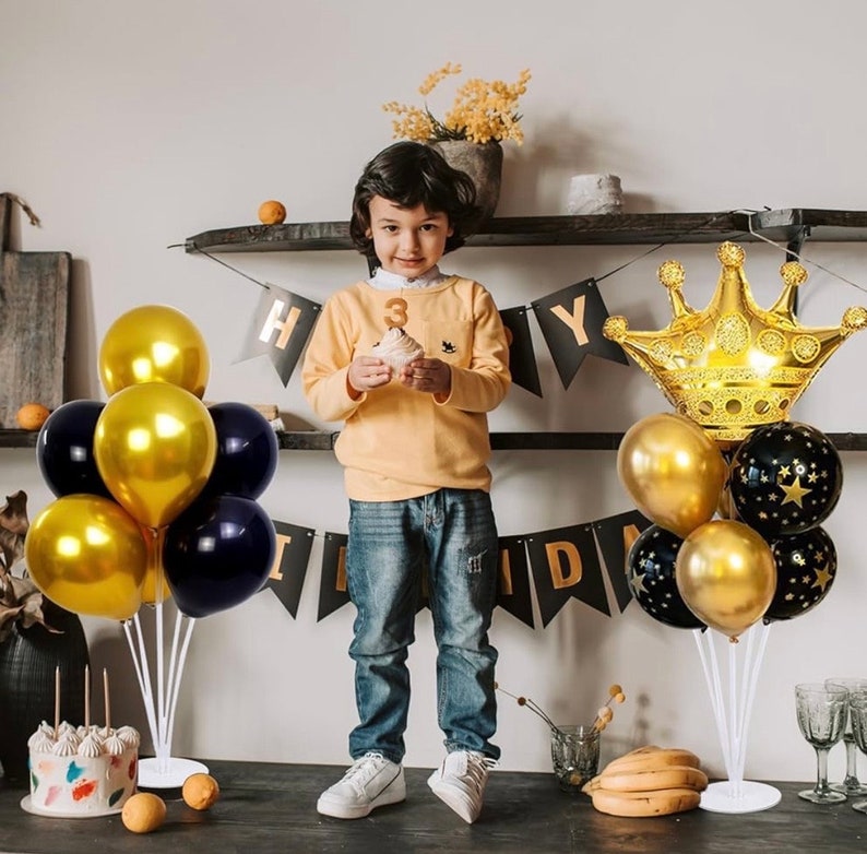 4 Set Balloon Stand Kit - Table Balloon Stands with Base, Easy Assembly Balloon Sticks, Reusable Balloon Holders for Baby Showers,Birthday