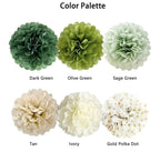 Sage Green Tissue Paper Pom Poms 20 Pcs Wedding Party Decorations Ivory Tan Boho Flowers  Wall Hanging Decor Supplies