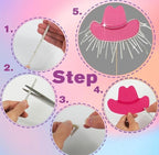 Cowgirl Cake Topper Hot Pink Girl Cake Decoration Shiny Cowgirl Hat Disco Balls for Western Theme Party Cowgirl Birthday Party Supplies
