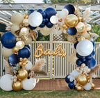 Navy Blue White Balloons Double Stuffed Balloons 18/12/10/5 inch Royal Blue Gold Pearl White Sand Dark Blue Cream Balloon Arch Garland Kit
