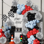 Black and White Checkered Balloons - 22 Inch, Pack of 12 | 4D Sphere Race Car Balloons