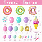 139pcs Pastel Donut Balloon Arch Garland Kit Sweet One Ice Cream Birthday Party Decorations Donut Grow Up Girl Baby Shower Party