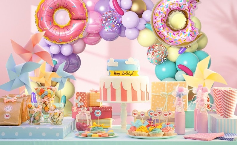 139pcs Pastel Donut Balloon Arch Garland Kit Sweet One Ice Cream Birthday Party Decorations Donut Grow Up Girl Baby Shower Party
