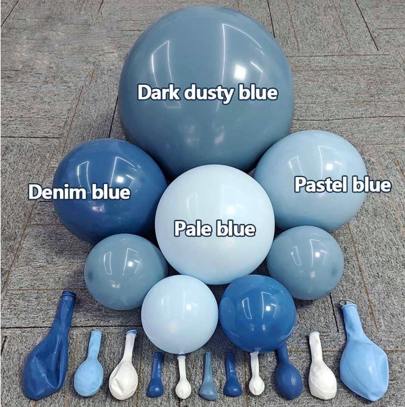 Dusty Blue Balloon Arch Kit Double Stuffed Dark Blue Baby Blue Balloon Garland Pastel Dark Teal Light Blue Latex Balloons