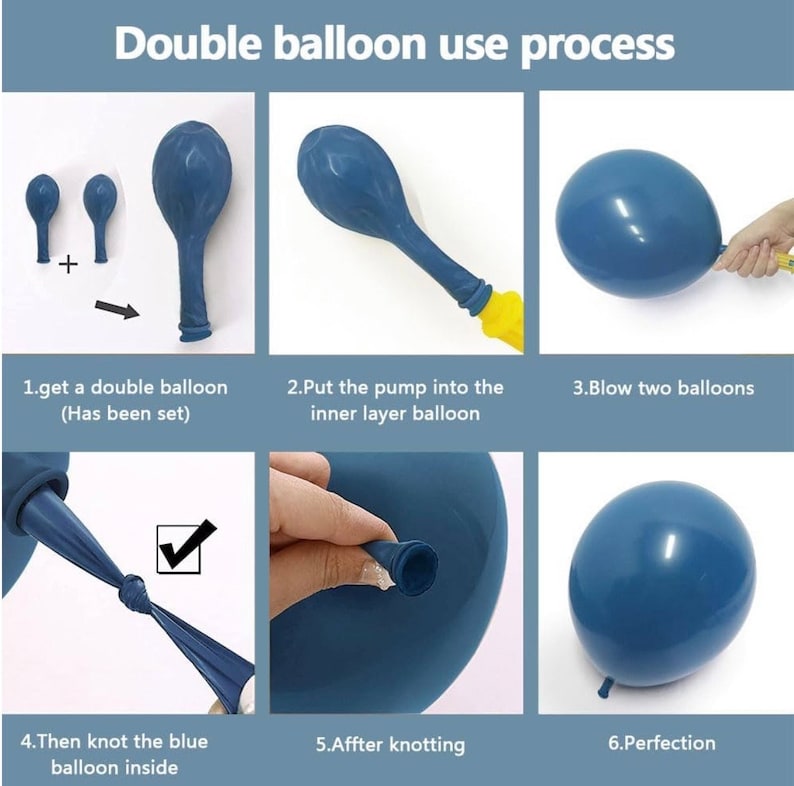 Dusty Blue Balloon Arch Kit Double Stuffed Dark Blue Baby Blue Balloon Garland Pastel Dark Teal Light Blue Latex Balloons