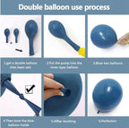 Dusty Blue Balloon Arch Kit Double Stuffed Dark Blue Baby Blue Balloon Garland Pastel Dark Teal Light Blue Latex Balloons