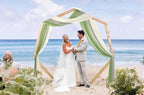 3 Panels Wedding Arch Draping Fabric, Sage Green Chiffon Fabric Wedding Backdrop Curtain Sheer Hanging Draping Fabric for Wedding Ceremony