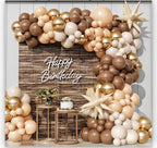 Neutral Balloon Arch Kit 148Pcs Boho Brown Sand White and Gold Latex Balloon Garland with Cream Star Foil Balloon