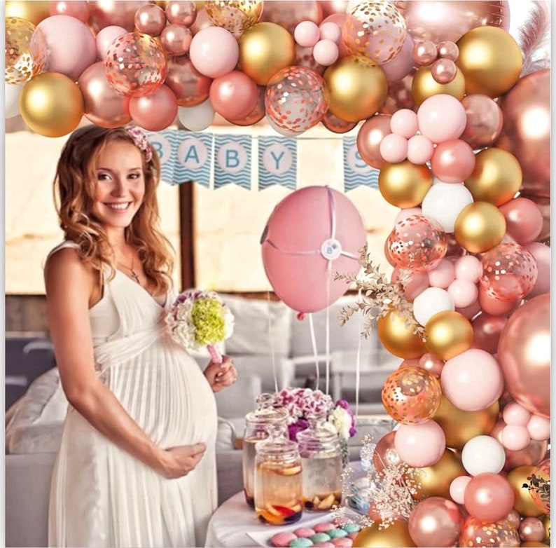 Rose Gold Balloon Arch Kit 134pcs, Blush Pink Gold Party Decorations, Birthday Balloon Garland Kit, Baby Shower, Bridal Shower Decor