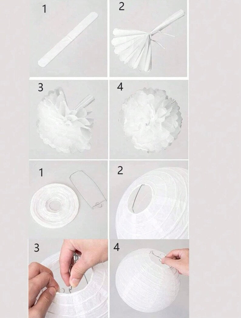 Silver Gold Party Decorations Streamers 12pcs Birthday , Baby Shower Wedding Engagement Paper Lanterns Fan,Tissue Pom Poms,Party Decorations