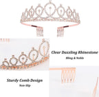 Birthday Crown and Sash for Women Birthday Queen Sash & Rhinestone Tiara Set and Sashes for Decorations Rose Gold Birthday Queen
