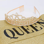 Gold Birthday Crowns for Women Birthday Queen Sash and Tiara for Women Gold Birthday Party Decorations for Women Birthday Sash and Crown