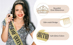 Gold Birthday Crowns for Women Birthday Queen Sash and Tiara for Women Gold Birthday Party Decorations for Women Birthday Sash and Crown
