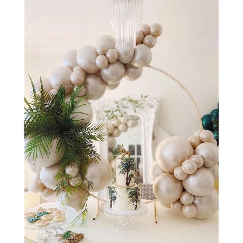 Pearl white Double-Stuffed Balloons different sizes 63 PACK 18/12/10/5 inch White sand ivory balloon Garland kit For Wedding birde to be