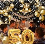 50th Birthday Decorations with Happy 50th Birthday Decorations Banner 50 balloon number, Black and Gold 50th Birthday Balloons Arch Kit