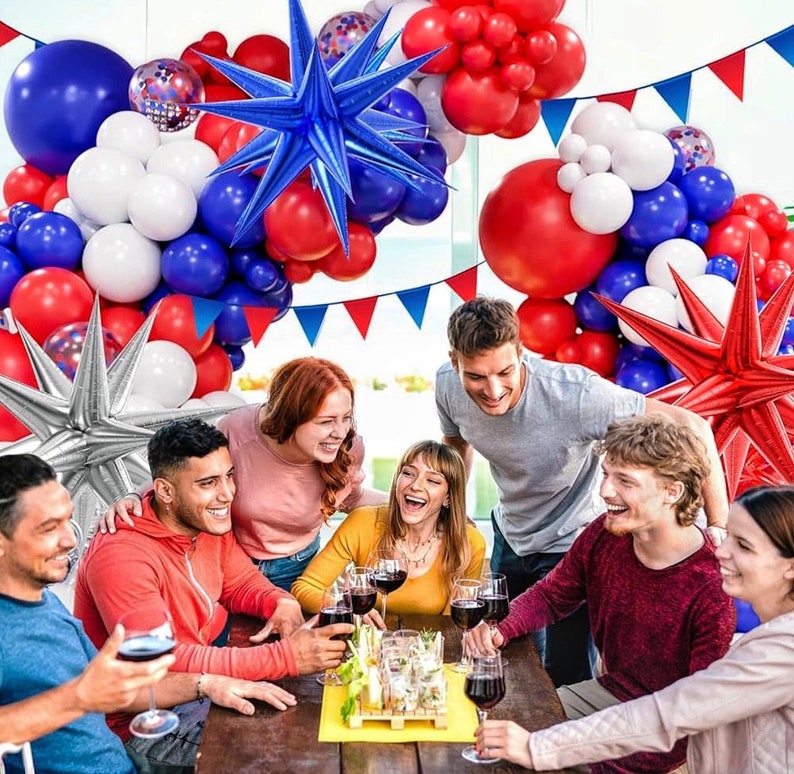 Red White and Blue Balloons Garland Arch Kit, Red White Blue Confetti Latex Balloons for 4th of July Graduation Baseball Birthday  Party