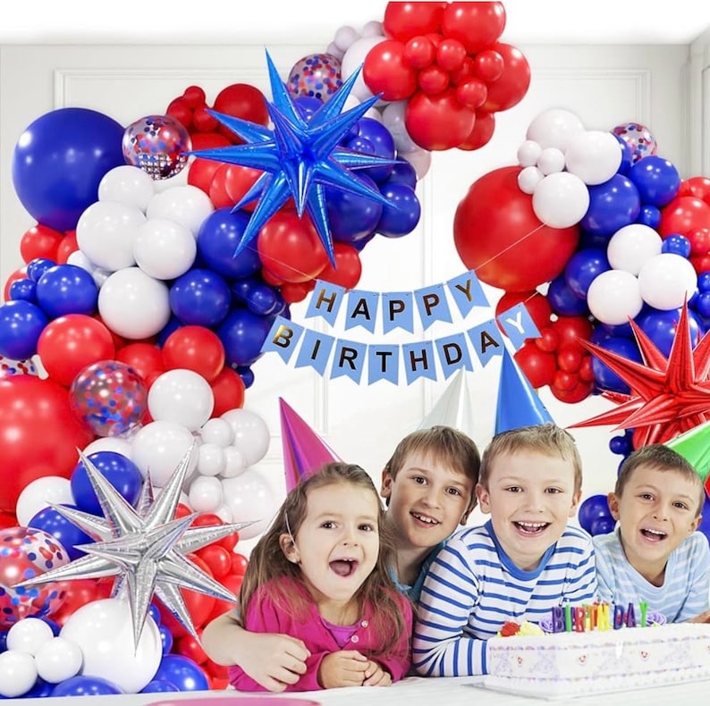 Red White and Blue Balloons Garland Arch Kit, Red White Blue Confetti Latex Balloons for 4th of July Graduation Baseball Birthday  Party