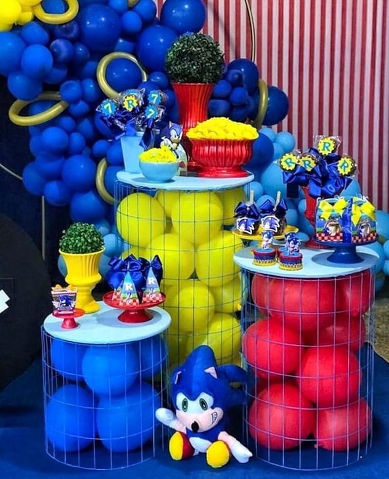 Red Blue Yellow Balloon arch kit, Carnival Red Blue Yellow Balloon Garland Latex Balloons with 2PCS 4D Star Foil Balloons for Cartoon Sonik