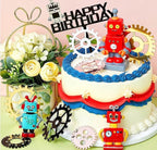 11 Pcs Robot Cake Toppers for Boys Robot Birthday Cake Topper Gear Happy Birthday Robot Cake Cupcake Decorations for Robot Birthday Party