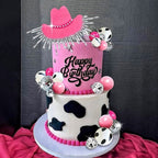 Cowgirl Cake Topper Hot Pink Girl Cake Decoration Shiny Cowgirl Hat Disco Balls for Western Theme Party Cowgirl Birthday Party Supplies