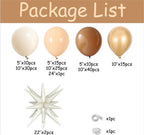 Neutral Balloon Arch Kit 148Pcs Boho Brown Sand White and Gold Latex Balloon Garland with Cream Star Foil Balloon