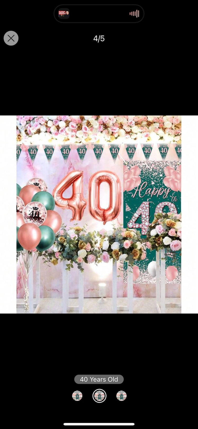 Rose Gold Green Birthday Party Decorations for 40 Years Old Women , Confetti Foil Balloons,Happy Birthday Banner for 40th Supplies Decor