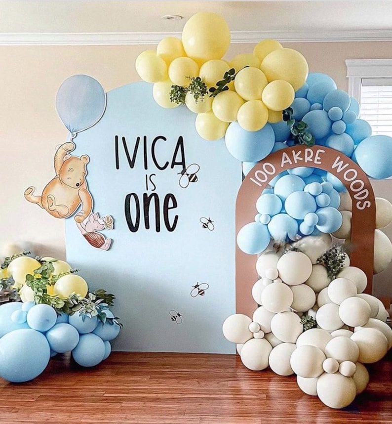 Pastel Blue Yellow Balloon Garland Double Stuffed White Sand Light Yellow Matte Balloons Macaron Baby Blue Balloon Arch Kit