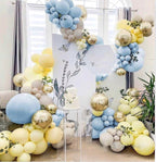 Pastel Blue Yellow Balloon Garland Double Stuffed White Sand Light Yellow Matte Balloons Macaron Baby Blue Balloon Arch Kit