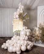 Pearl Balloon Arch Pearl White Sand Double Stuffed Balloons Arch With Pearl Stickers for Bridal Shower Balloon Arch Pearl Ivory for Wedding