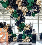 Black Green Gold Balloon Garland Double Stuffed Dark Green Gold Balloons Forest Green Black Balloons Green Metallic Gold Balloon Arch Kit