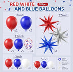 Red White and Blue Balloons Garland Arch Kit, Red White Blue Confetti Latex Balloons for 4th of July Graduation Baseball Birthday  Party