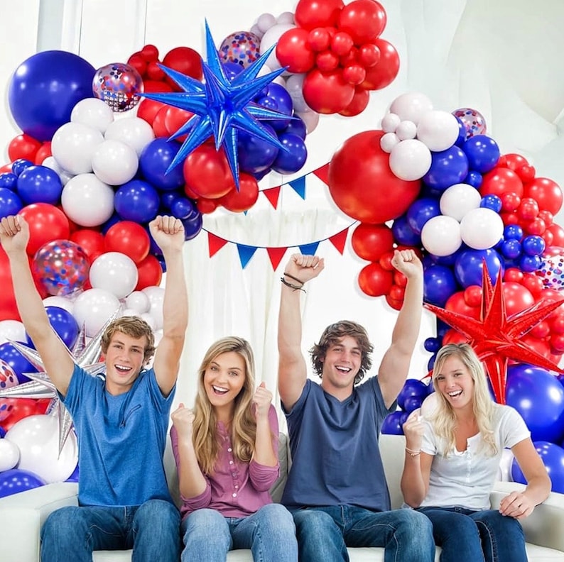 Red White and Blue Balloons Garland Arch Kit, Red White Blue Confetti Latex Balloons for 4th of July Graduation Baseball Birthday  Party
