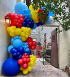 Red Blue Yellow Balloon arch kit, Carnival Red Blue Yellow Balloon Garland Latex Balloons with 2PCS 4D Star Foil Balloons for Cartoon Sonik