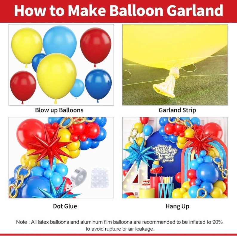 Red Blue Yellow Balloon arch kit, Carnival Red Blue Yellow Balloon Garland Latex Balloons with 2PCS 4D Star Foil Balloons for Cartoon Sonik