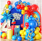 Red Blue Yellow Balloon arch kit, Carnival Red Blue Yellow Balloon Garland Latex Balloons with 2PCS 4D Star Foil Balloons for Cartoon Sonik