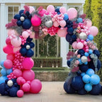 Navy Blue Pink Balloon Garland  Dark Blue Hot Pink Balloons Pastel Pink Blue Balloon Arch Kit Metallic Silver Balloons