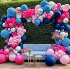 Navy Blue Pink Balloon Garland  Dark Blue Hot Pink Balloons Pastel Pink Blue Balloon Arch Kit Metallic Silver Balloons