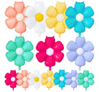 14 Pcs Colorful Daisy Balloons, Rainbow Flower Balloons Aluminum Foil Boho Groovy Daisy Party Decorations