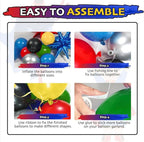 137pcs Red Blue Yellow Green Black Balloon Arch Garland Kit with  Starburst Balloons for Birthday ,Carnival , Video Game Super Balloons Arch