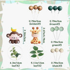 Jungle Safari Animal Cake Toppers | Giraffe Monkey Set Cake Topper| Themed Birthday Baby Shower Cake | Wild One Birthday | 26pcs