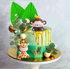 Jungle Safari Animal Cake Toppers | Giraffe Monkey Set Cake Topper| Themed Birthday Baby Shower Cake | Wild One Birthday | 26pcs