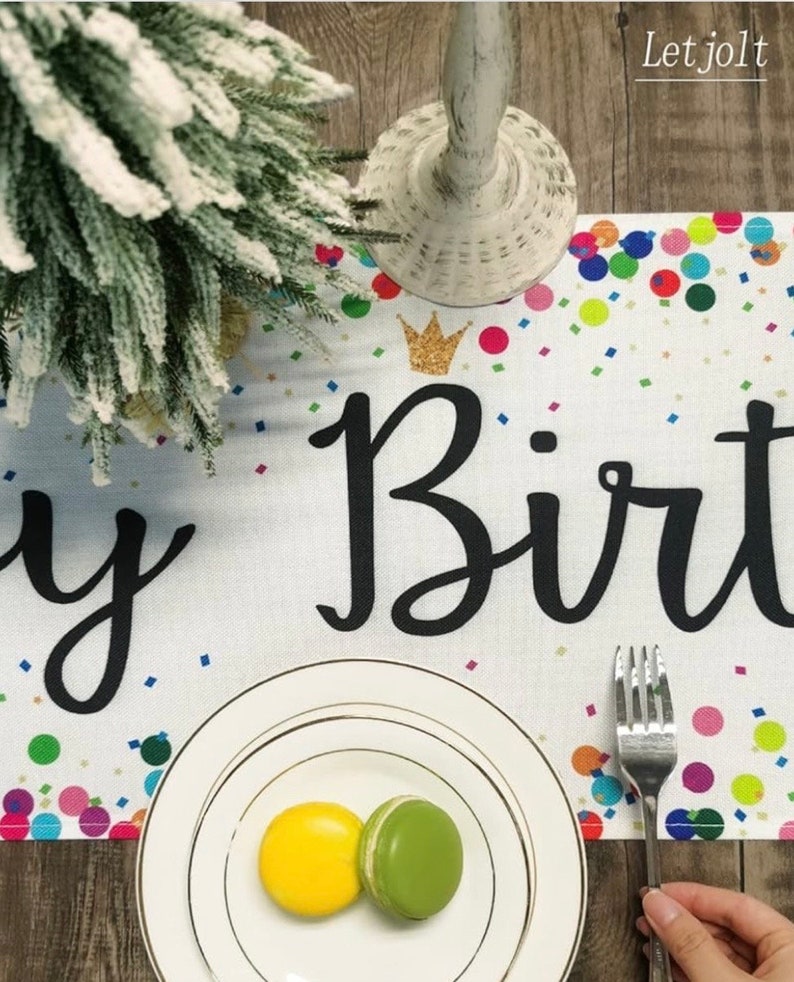 Happy Birthday Table Runner 72 Inches White Table Runner Celebrate Birthday Party Table Decor, White