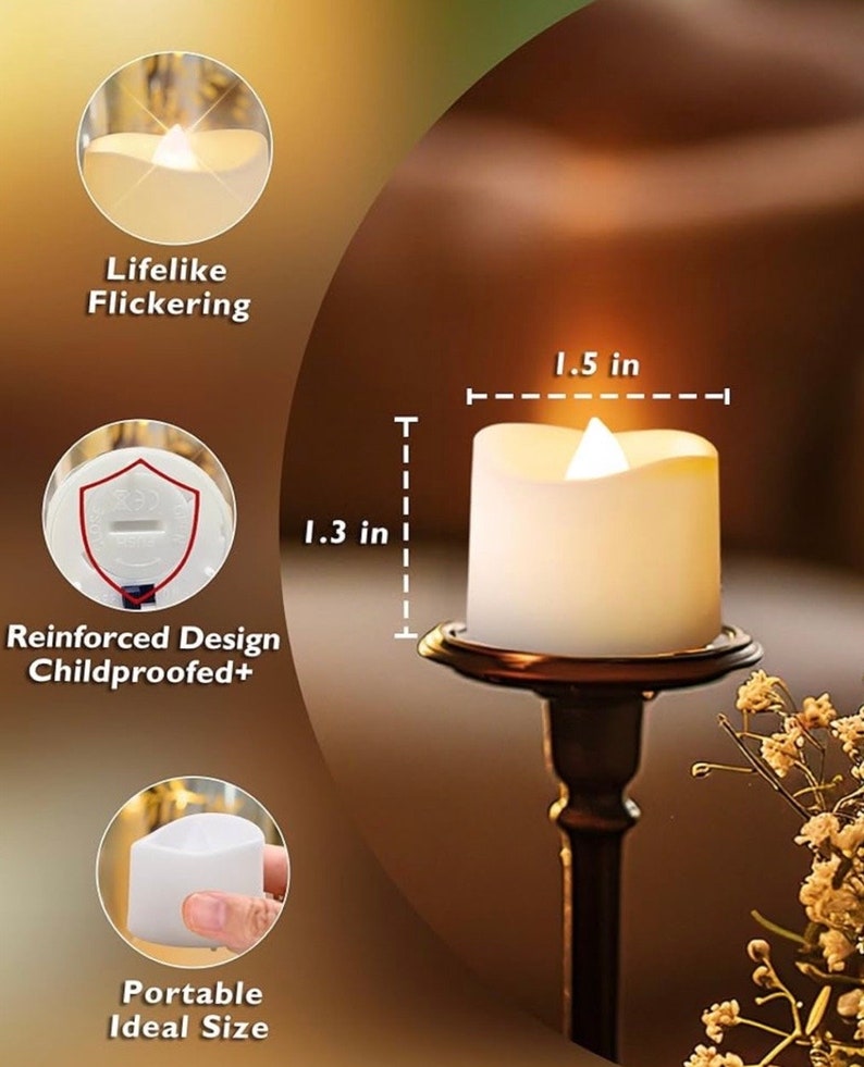 12-Pack Flameless LED Tea Lights Candles Battery Operated, Fake Electric Candles TeaLights  Centerpieces Table Decor,Wedding,Halloween Party