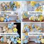 Pastel Blue Yellow Balloon Garland Double Stuffed White Sand Light Yellow Matte Balloons Macaron Baby Blue Balloon Arch Kit