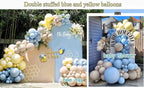 Pastel Blue Yellow Balloon Garland Double Stuffed White Sand Light Yellow Matte Balloons Macaron Baby Blue Balloon Arch Kit