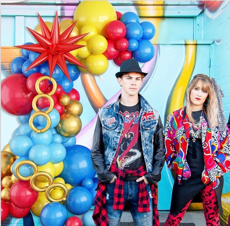 Red Blue Yellow Balloon arch kit, Carnival Red Blue Yellow Balloon Garland Latex Balloons with 2PCS 4D Star Foil Balloons for Cartoon Sonik