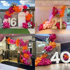 Pink Orange Balloon Garland Arch Kit, 146pcs Hot Pink Orange Metallic Gold Latex Balloons with Hot Pink and Orange Exploding Star Balloon