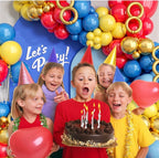 Red Blue Yellow Balloon arch kit, Carnival Red Blue Yellow Balloon Garland Latex Balloons with 2PCS 4D Star Foil Balloons for Cartoon Sonik